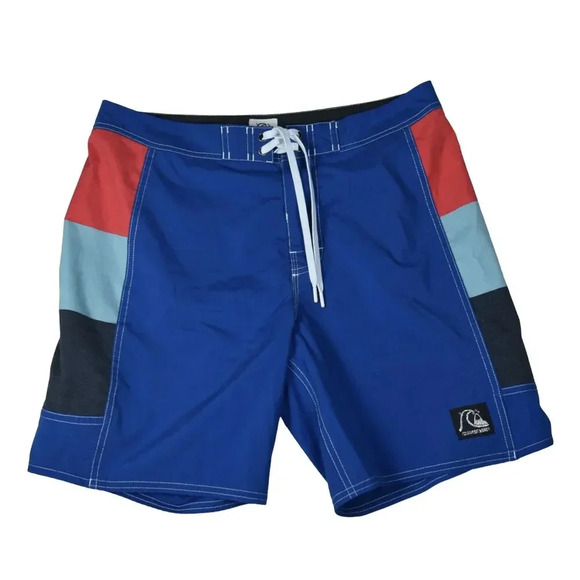 Quicksilver Mens Board Shorts 32 Stretch OG Arch Panel Monaco Blue Surf Swim - Picture 1 of 10